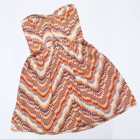 Parker Lily Multi Color Silk Strapless Dress S - Picture 2 of 8